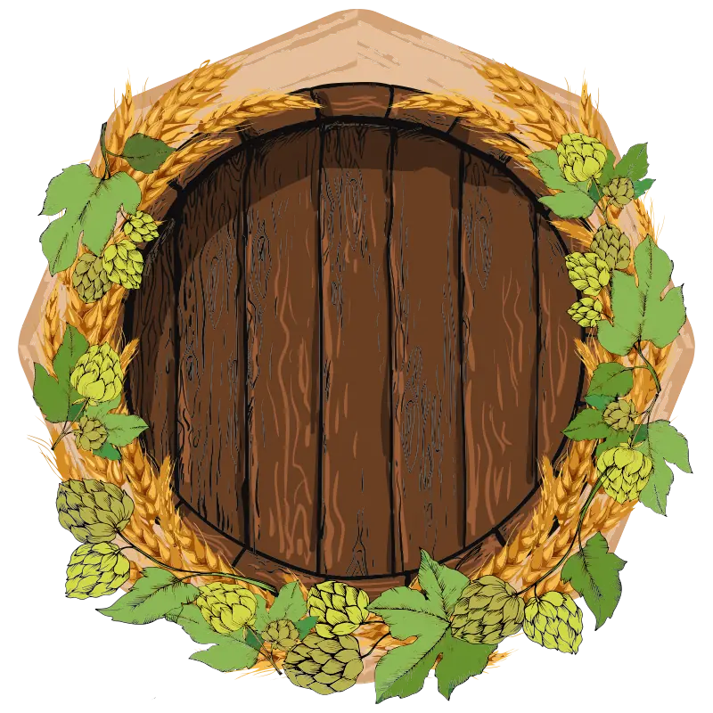 Logoaufbau mit Hopfen und Blättern