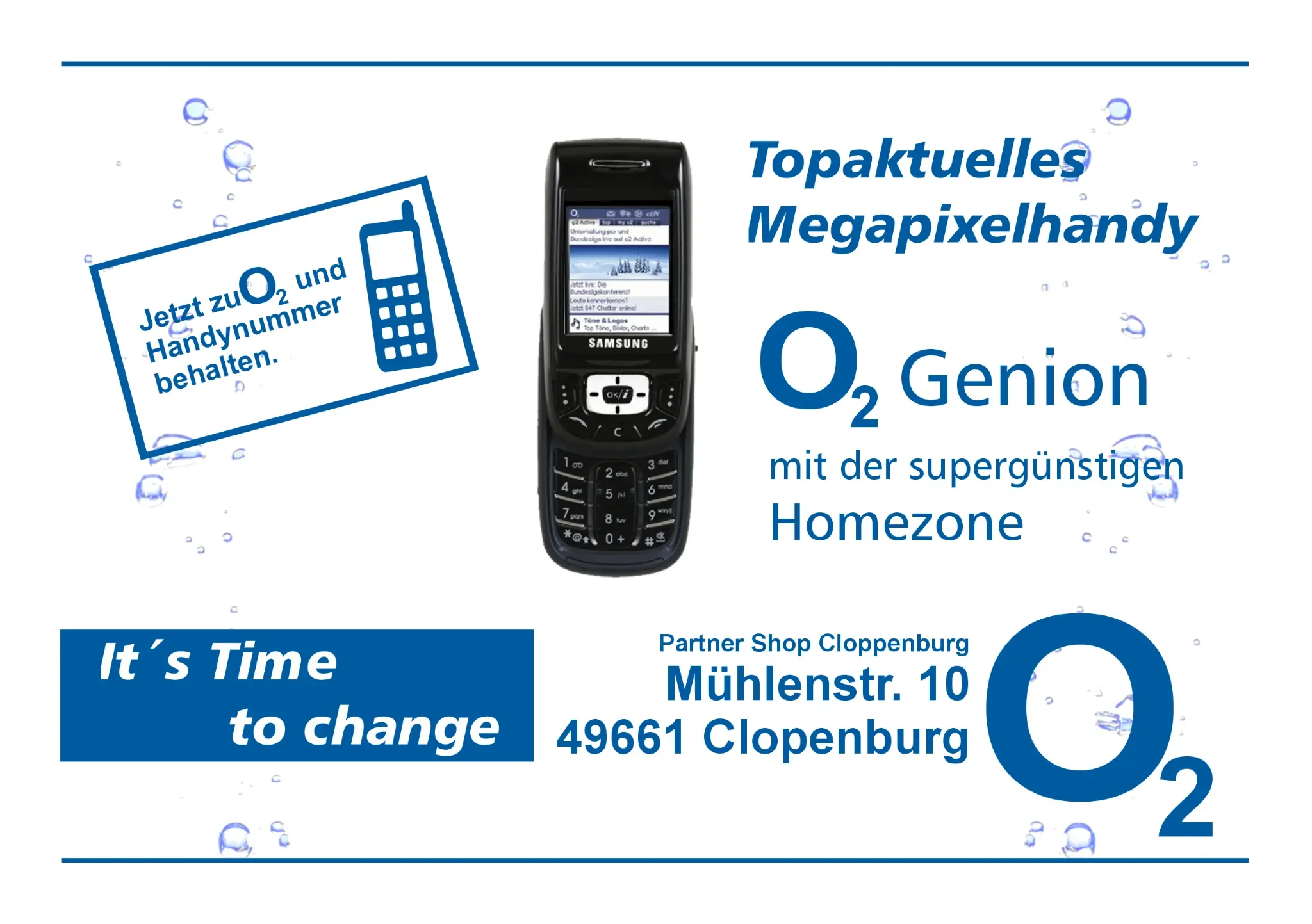 O2-Anzeige für einen Partner-Shop in Cloppenburg aus dem Jahr 2005