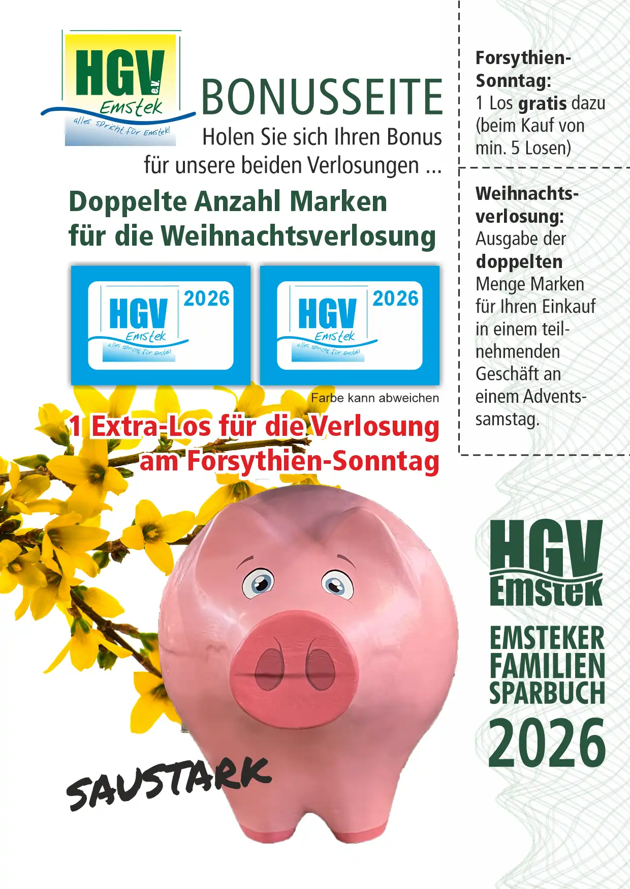 Bonusseite des Emsteker Familiensparbuchs 2026