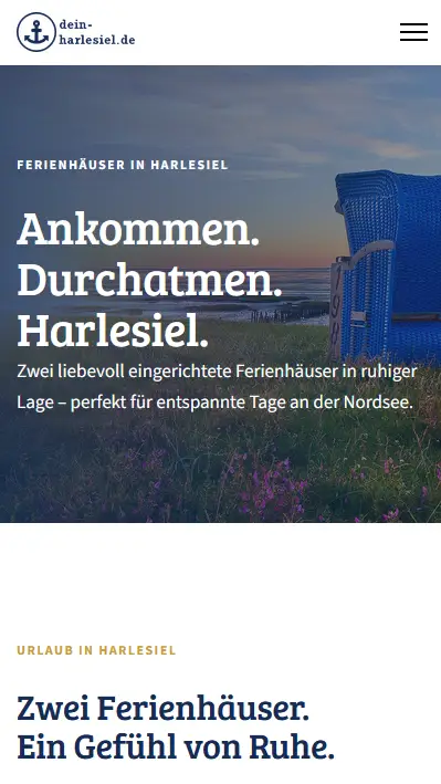 Mobile Ansicht der Website Dein Harlesiel